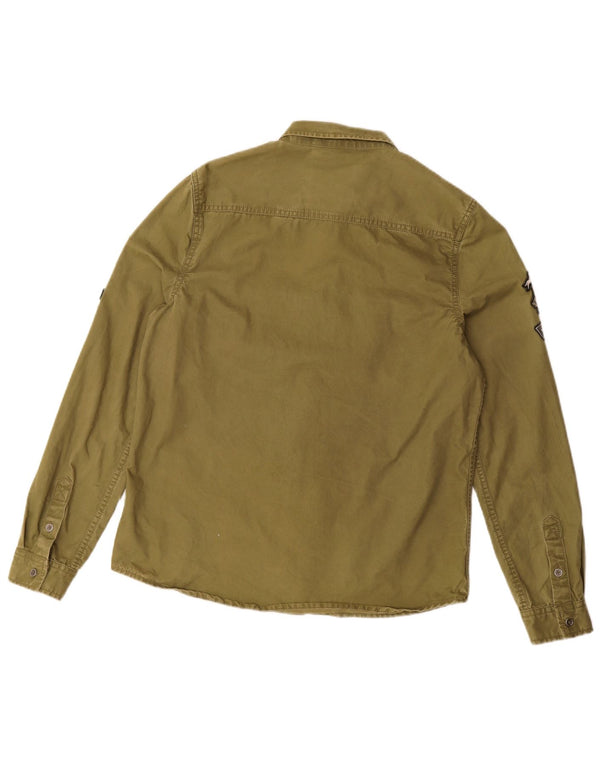 Camisa gráfica feminina Superdry UK 14 algodão cáqui médio