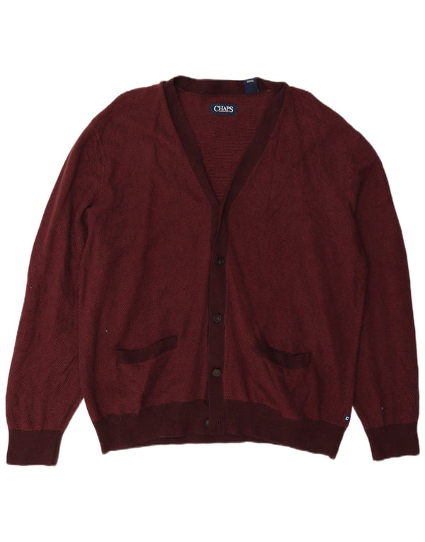 Suéter cardigã masculino Chaps 2XL algodão Borgonha