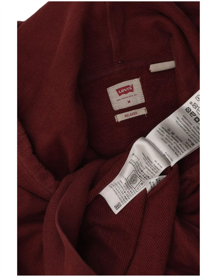 LEVI'S Mens Relaxed Fit Hoodie Jumper Medium Burgundy Cotton Vintage Levi's and Second-Hand Levi's from Messina Hembry 