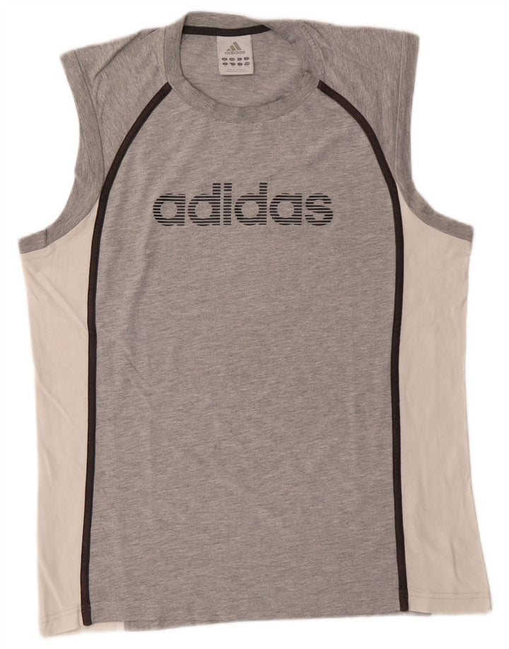 ADIDAS Mens Graphic Vest Top Medium Grey Colourblock