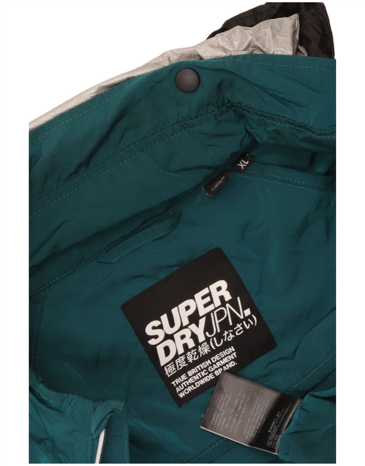Jaqueta de chuva masculina SUPERDRY com capuz UK 42 XL verde Colourblock Nylon