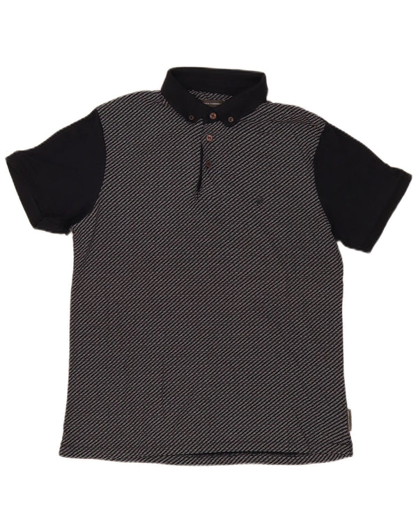 Camisa polo masculina French Connection de algodão listrado azul marinho médio