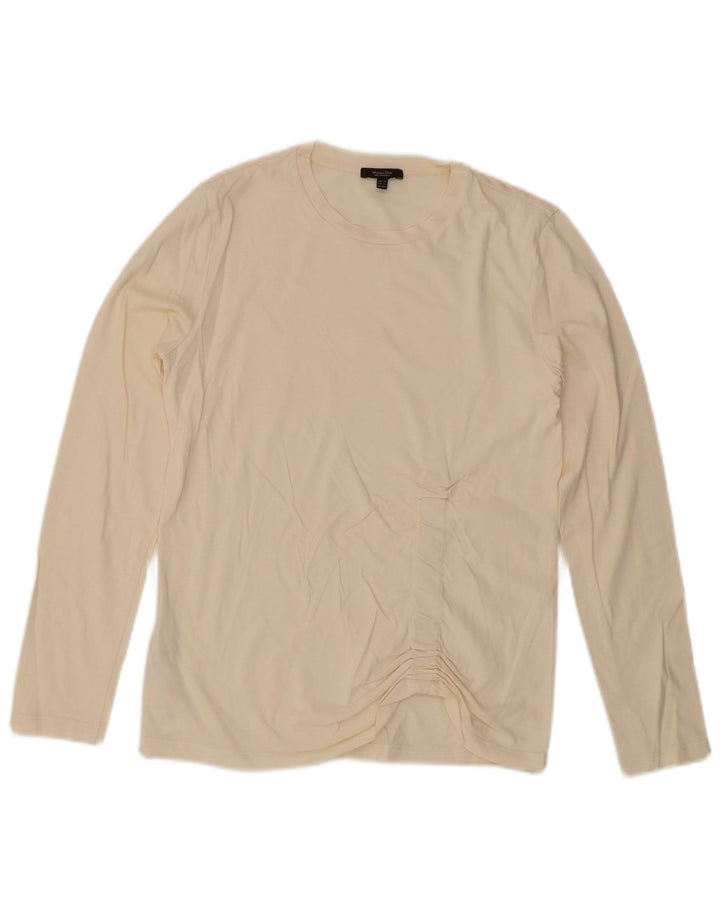 Top feminino Massimo Dutti manga comprida UK 6 XS algodão branco