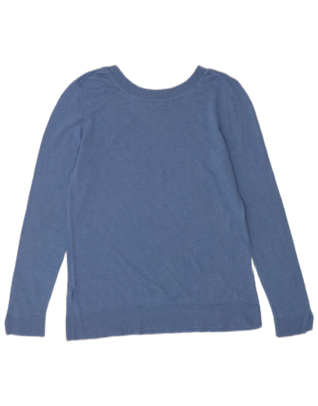 Suéter feminino Massimo Dutti com gola canoa Reino Unido 12 seda azul médio