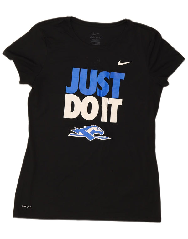 Camiseta feminina Nike Dri Fit Graphic UK 14 grande poliéster preta