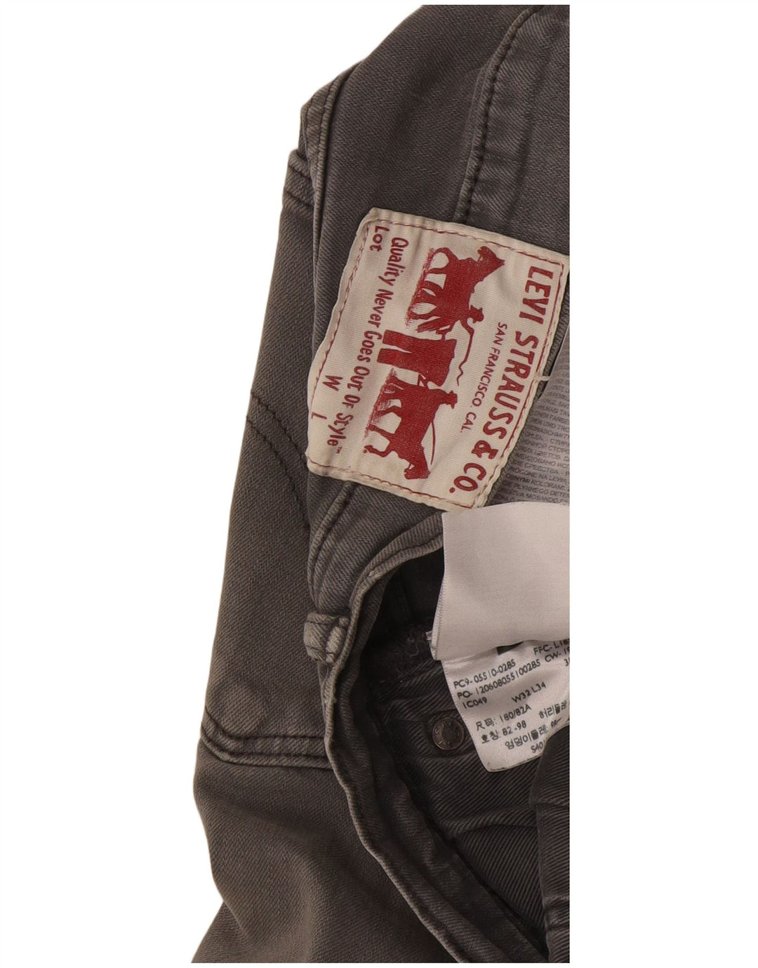 Jeans skinny masculino Levi's W32 L34 algodão cinza