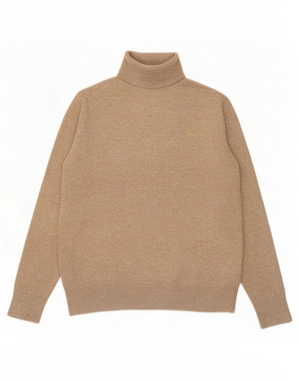 Suéter feminino Marks & Spencer com gola redonda Reino Unido 10 pequeno poliéster bege