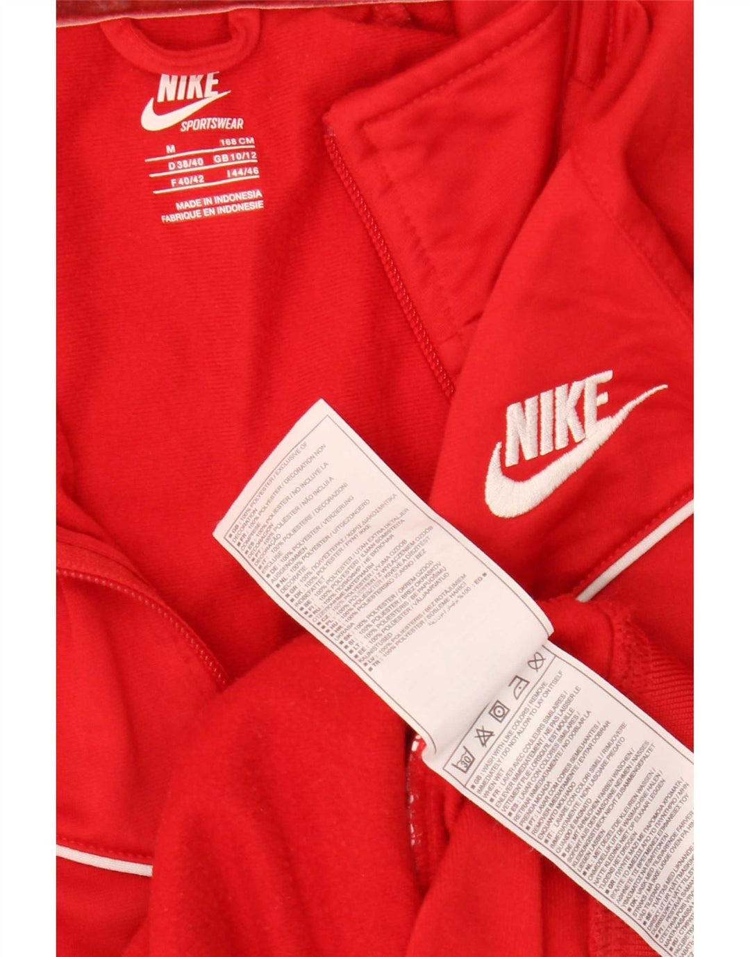 Nike Womens Tracksuit Top Jacket UK 10/12 Médio Vermelho Poliéster