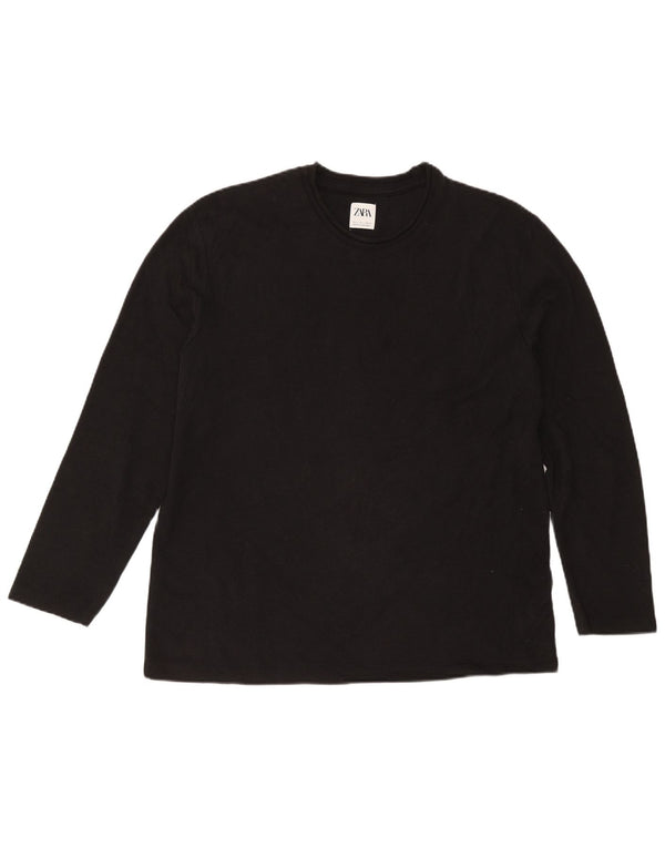 Zara Top masculino manga comprida grande algodão preto