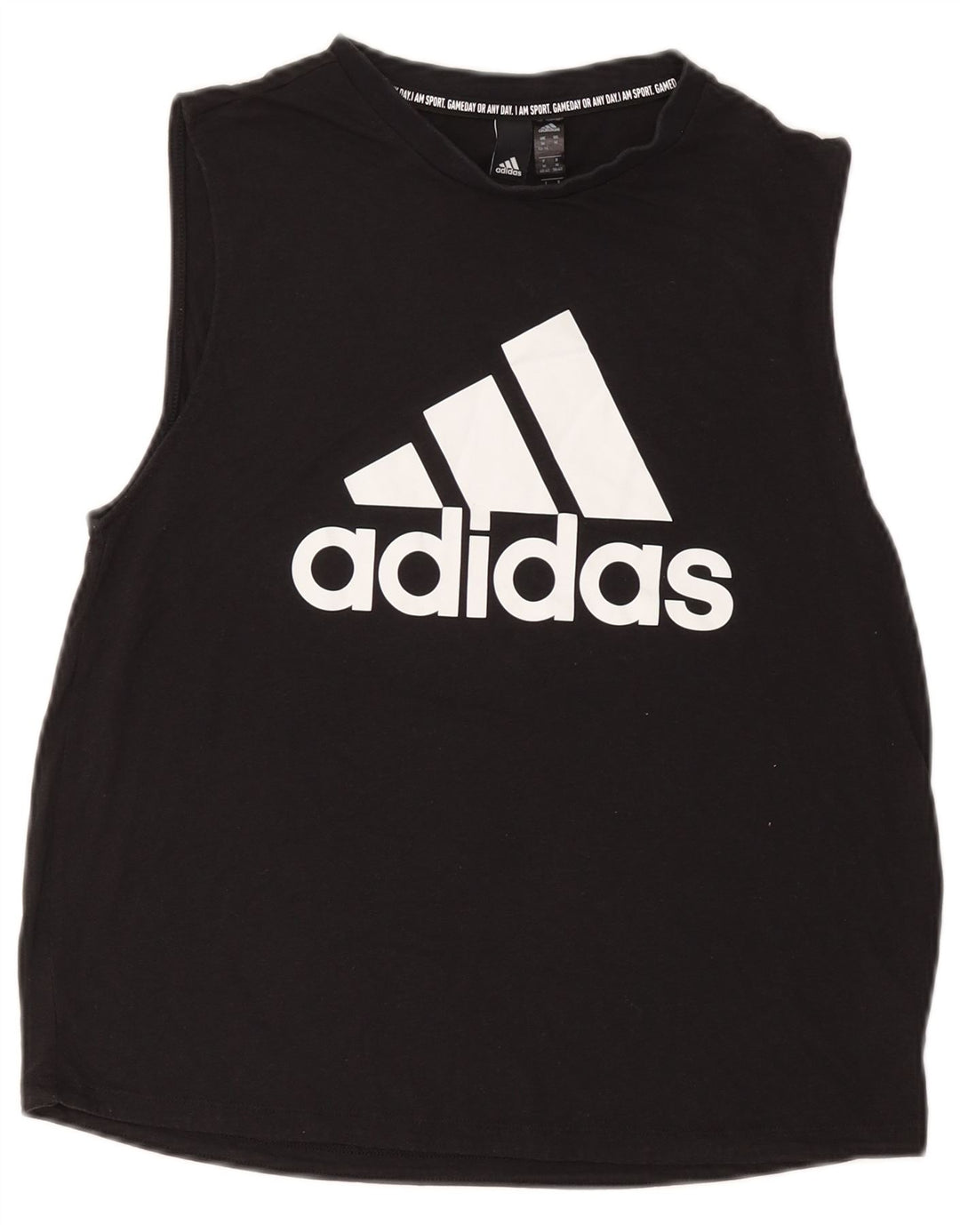 ADIDAS Womens Graphic Vest Top UK 12/14 Médio Preto Poliéster
