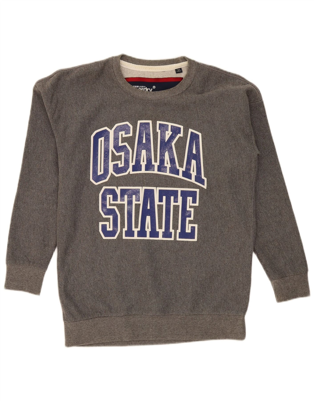 SUPERDRY moletom masculino Osaka State gráfico moletom médio cinza algodão