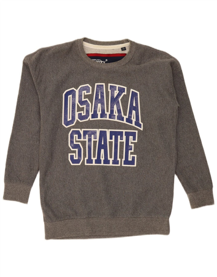 SUPERDRY moletom masculino Osaka State gráfico moletom médio cinza algodão