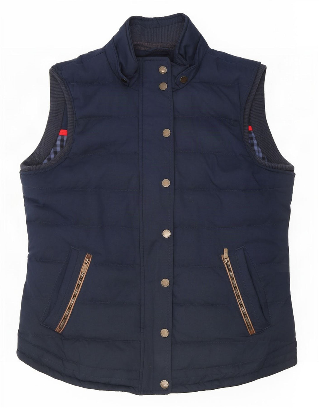 Gilet acolchoado feminino Fat Face UK 14 grande poliéster azul marinho