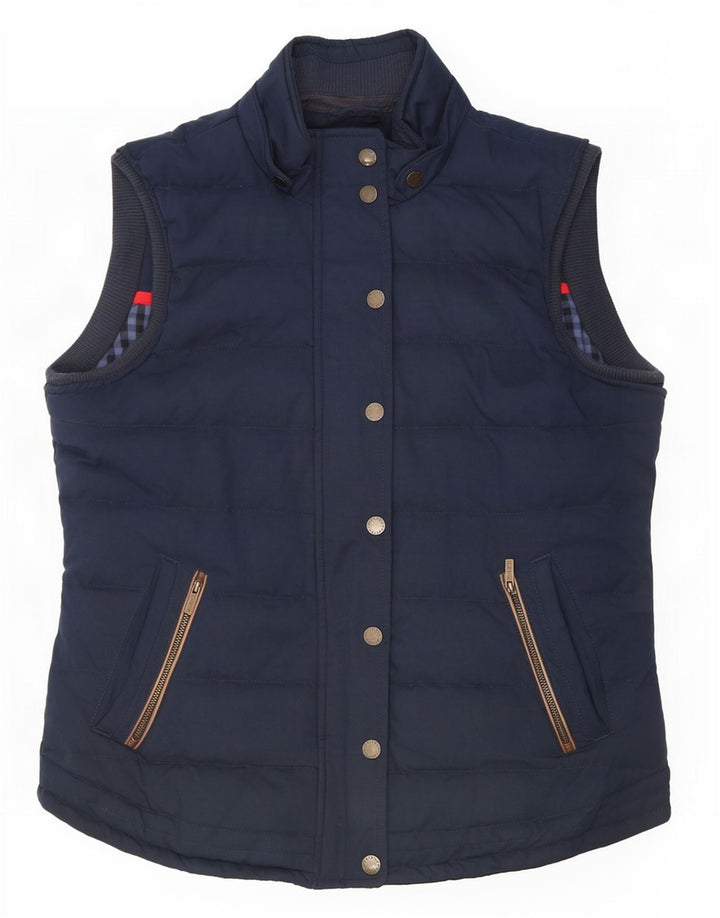 Gilet acolchoado feminino Fat Face UK 14 grande poliéster azul marinho