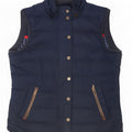 Gilet acolchoado feminino Fat Face UK 14 grande poliéster azul marinho