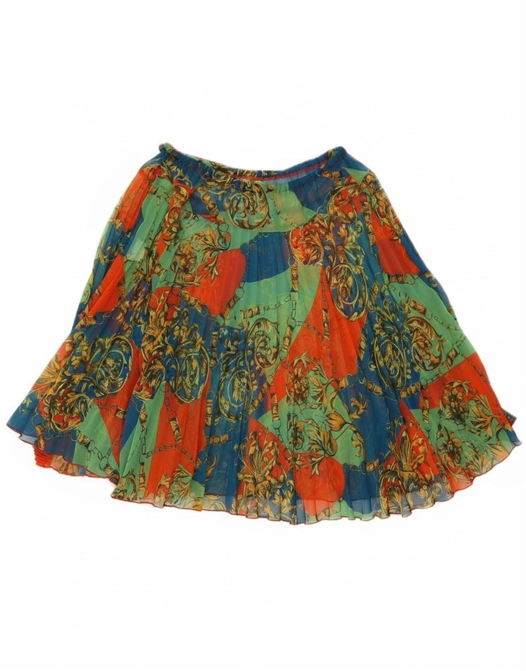 Saia vintage feminina linha A W25 XS poliéster floral multicolorido