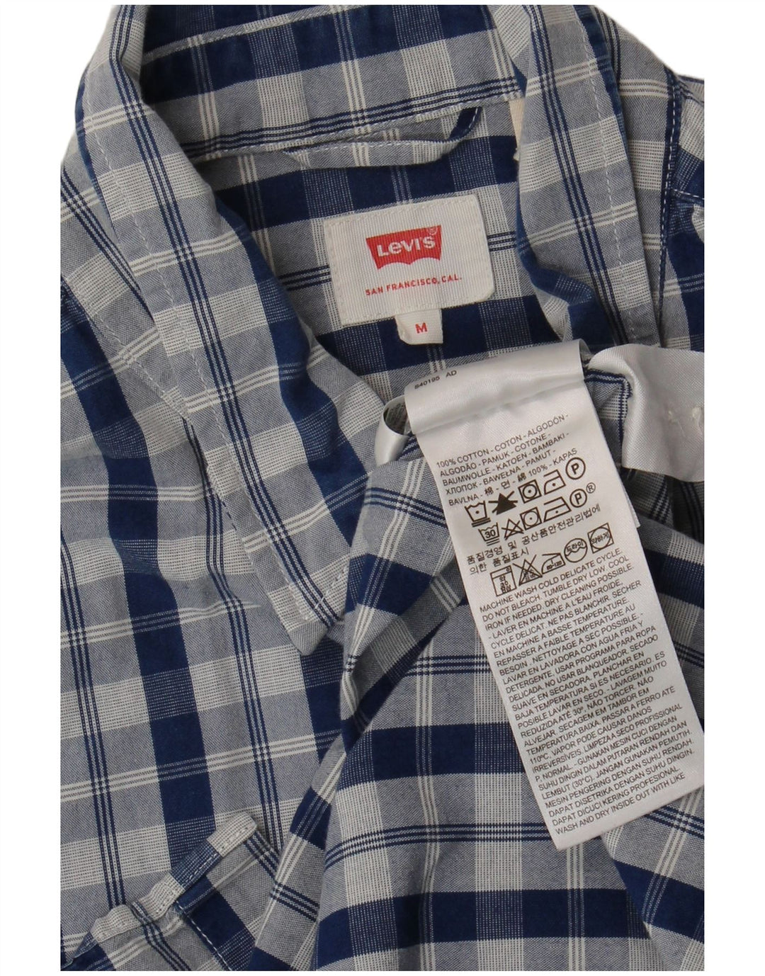 Camisa masculina LEVI'S de algodão xadrez azul médio