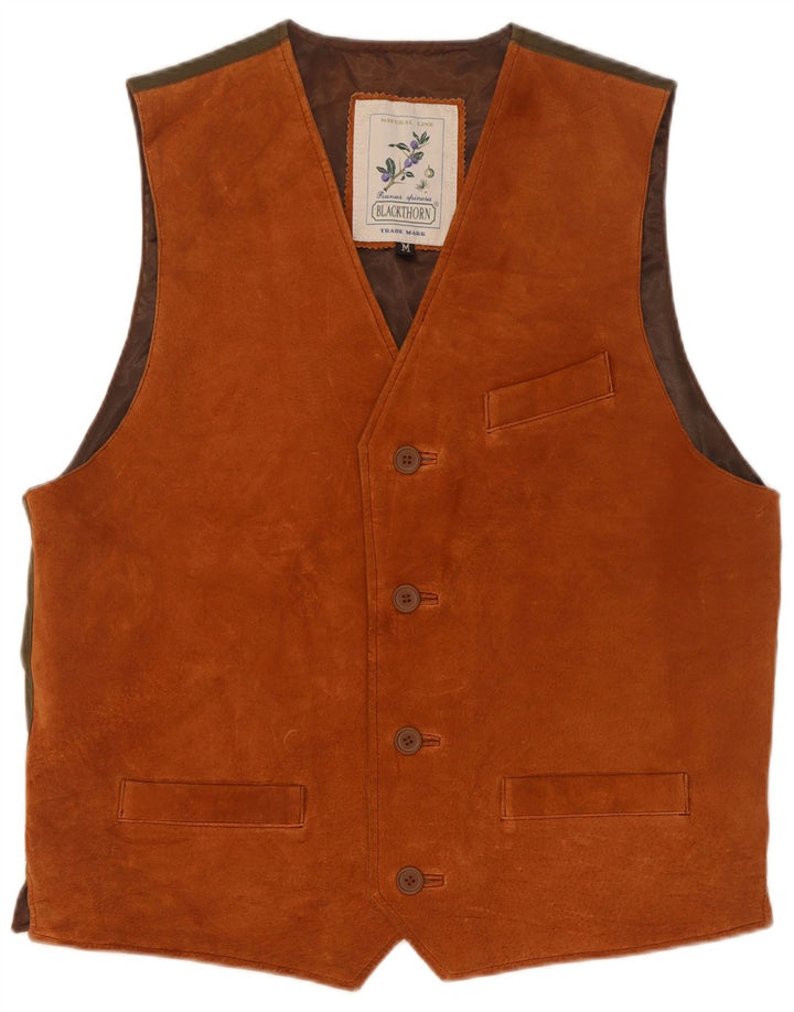 Colete masculino de camurça Blackthorn couro marrom médio