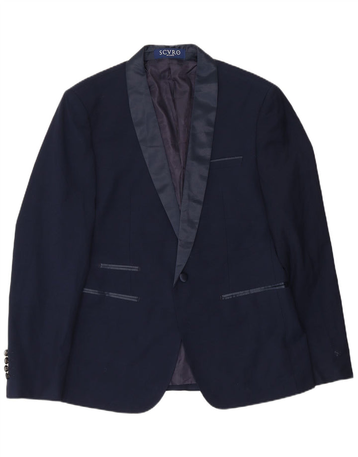 Jaqueta blazer masculina vintage com 1 botão IT 52 XL azul marinho poliéster
