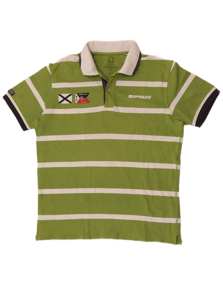 Camisa polo masculina de rugby Murphy & Nye listrada verde grande