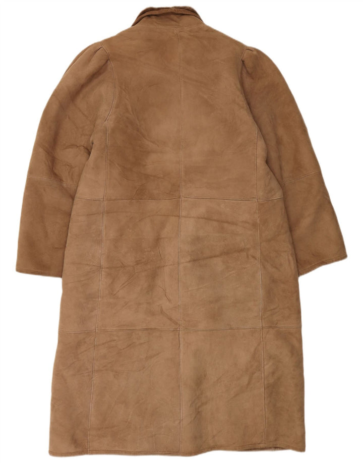Casaco feminino vintage de shearling UK 16 grande bege