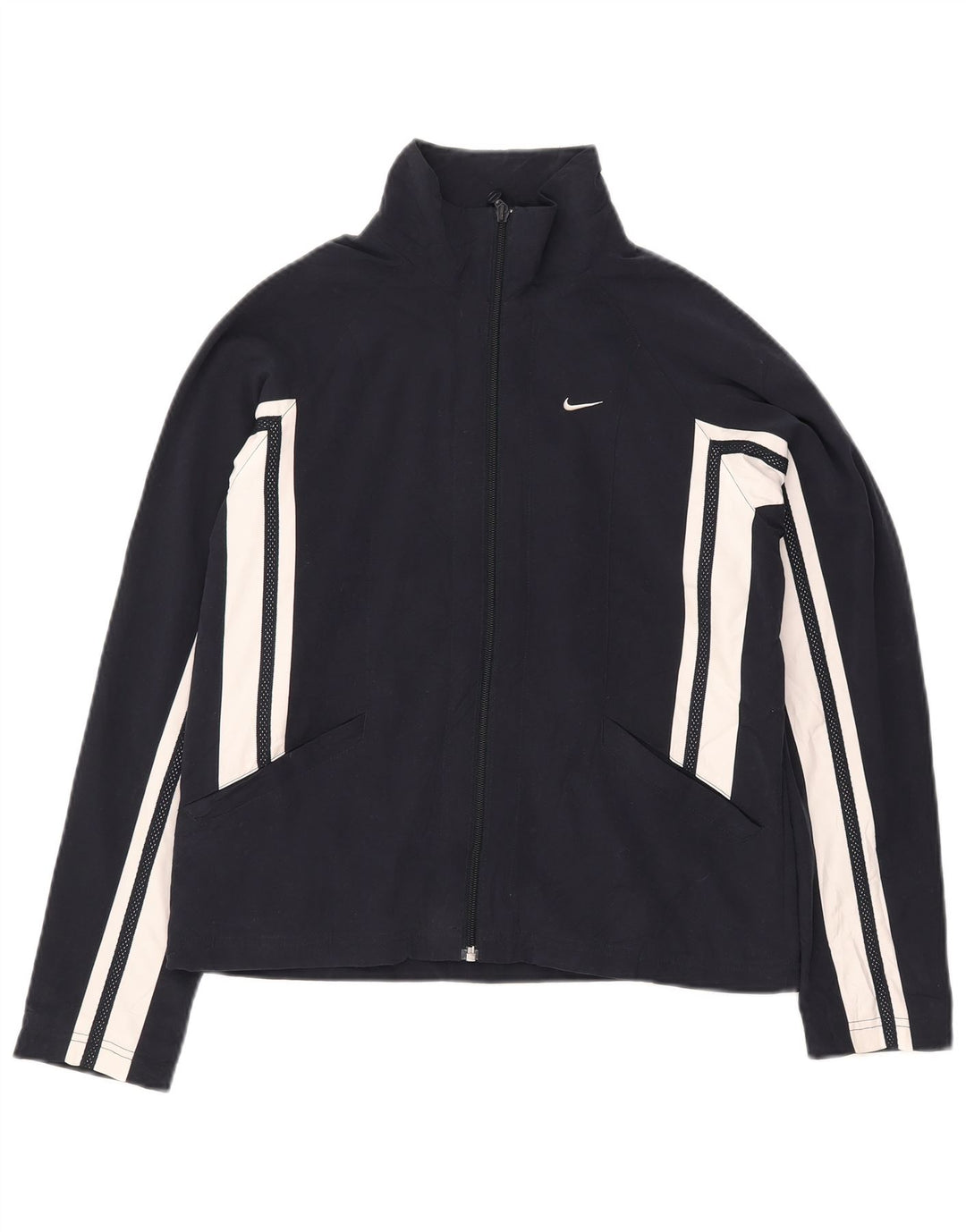 NIKE Womens Tracksuit Top Jacket US 4/6 Small Navy Blue Colourblock
