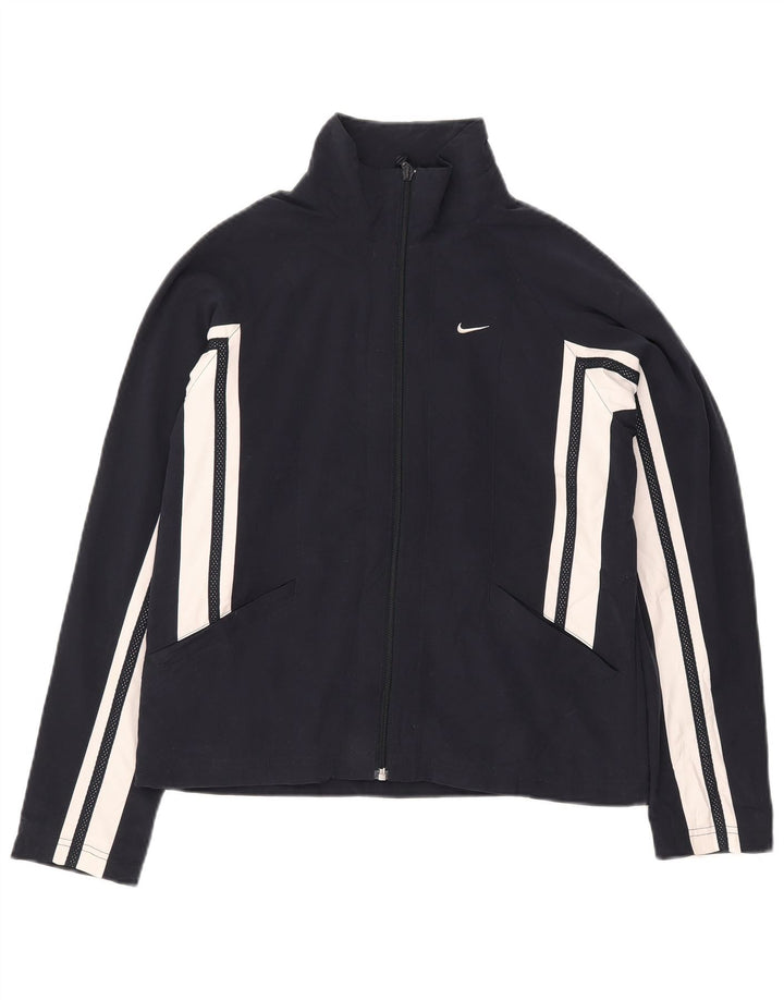 NIKE Womens Tracksuit Top Jacket US 4/6 Small Navy Blue Colourblock