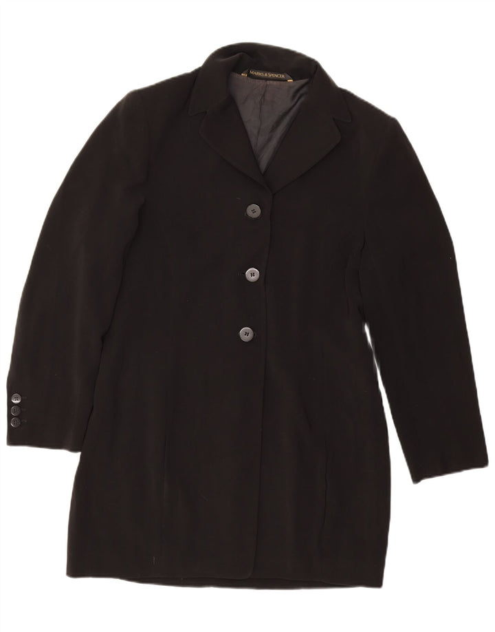 Jaqueta feminina Marks & Spencer Petite Longline Blazer Reino Unido 12 Médio Preto
