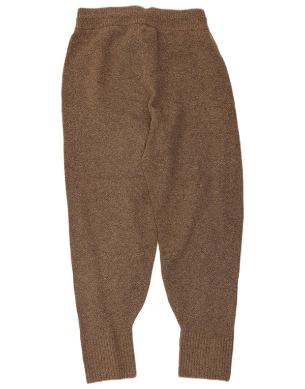 Zara Calça feminina de malha de malha Joggers UK 12 marrom médio manchado