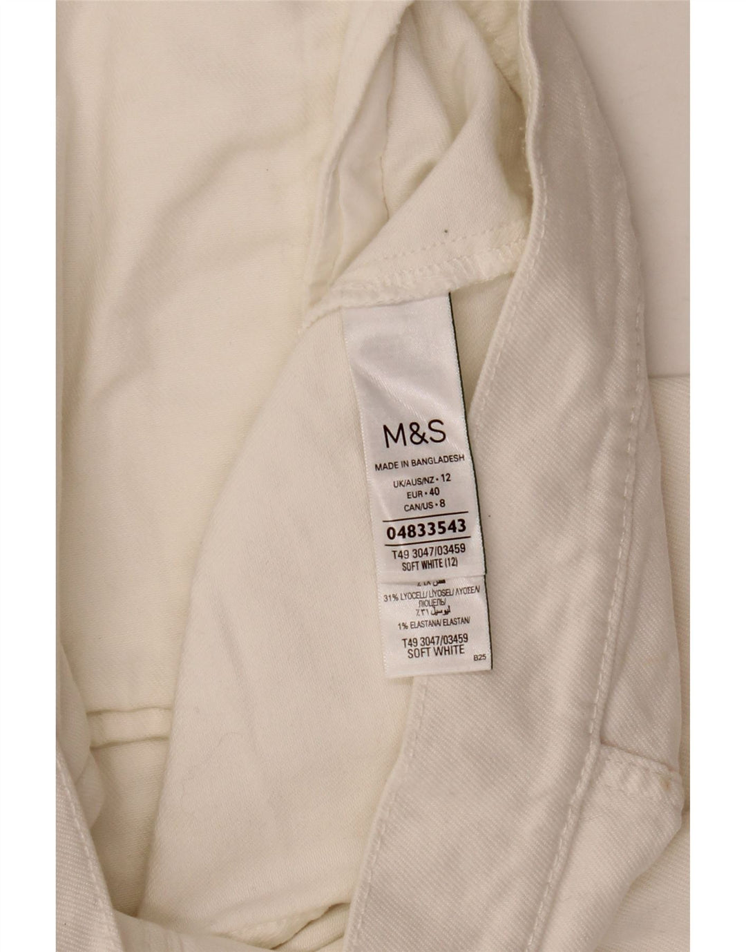 Jaqueta jeans feminina Marks & Spencer UK 12 algodão branco médio