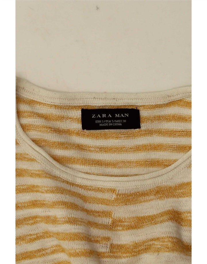 Camiseta masculina Zara Top pequena listrada amarela