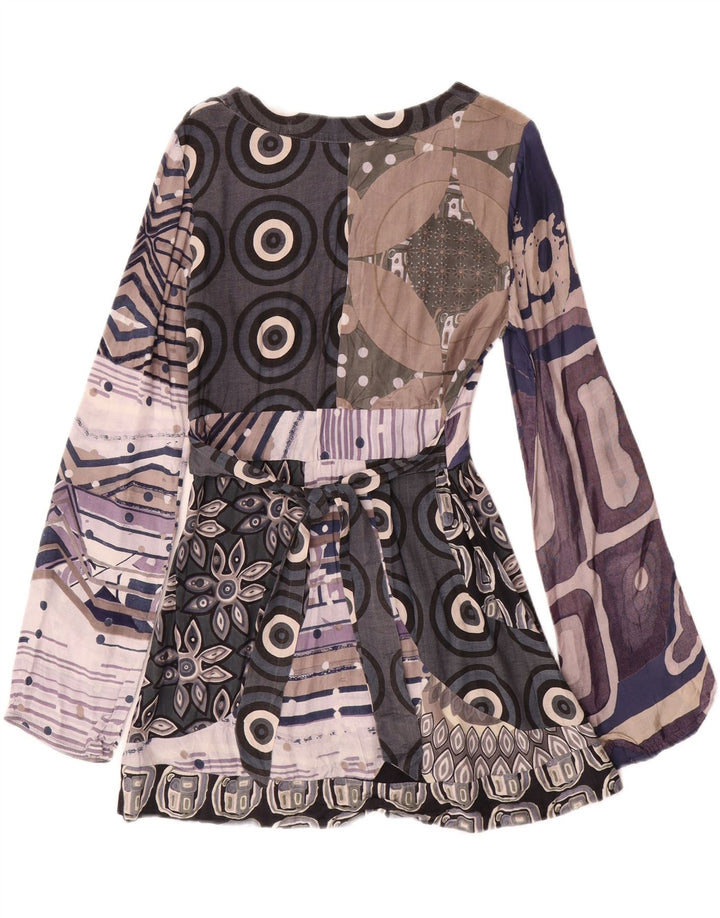 Vestido feminino Desigual A-Line UK 12 médio multicolorido geométrico