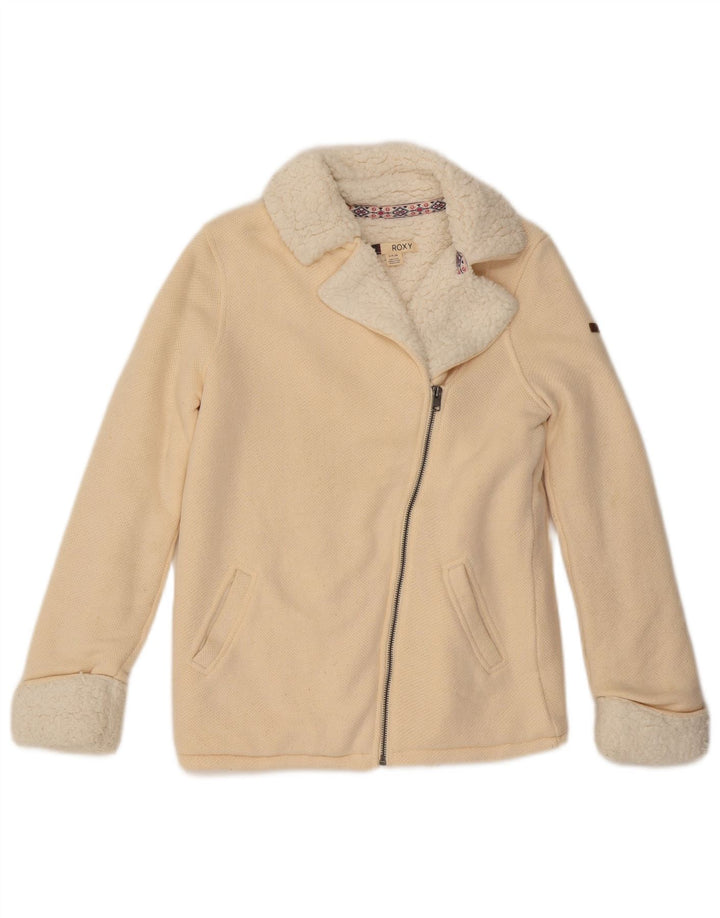 Jaqueta feminina ROXY Sherpa para treino UK 10 pequeno algodão branco