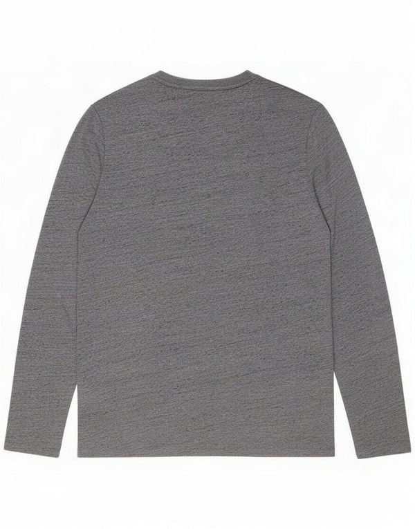 Top gráfico masculino Superdry manga comprida médio algodão manchado azul marinho