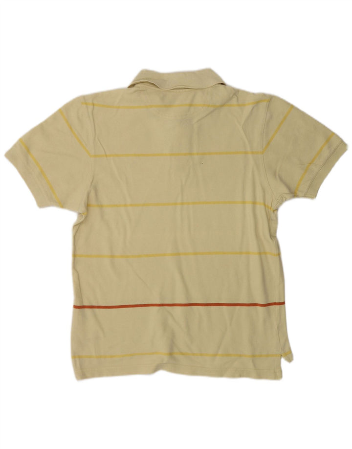 Camisa polo masculina Adidas pequena listrada amarela de algodão