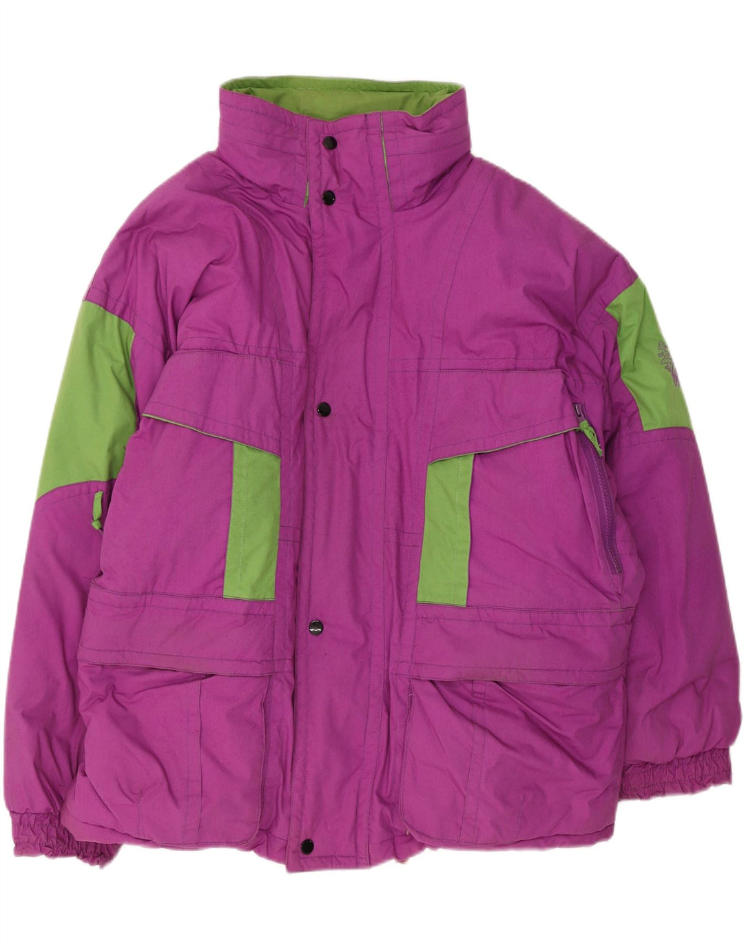 Jaqueta de esqui com capuz masculina Brugi UK 40 grande poliéster roxo Colourblock