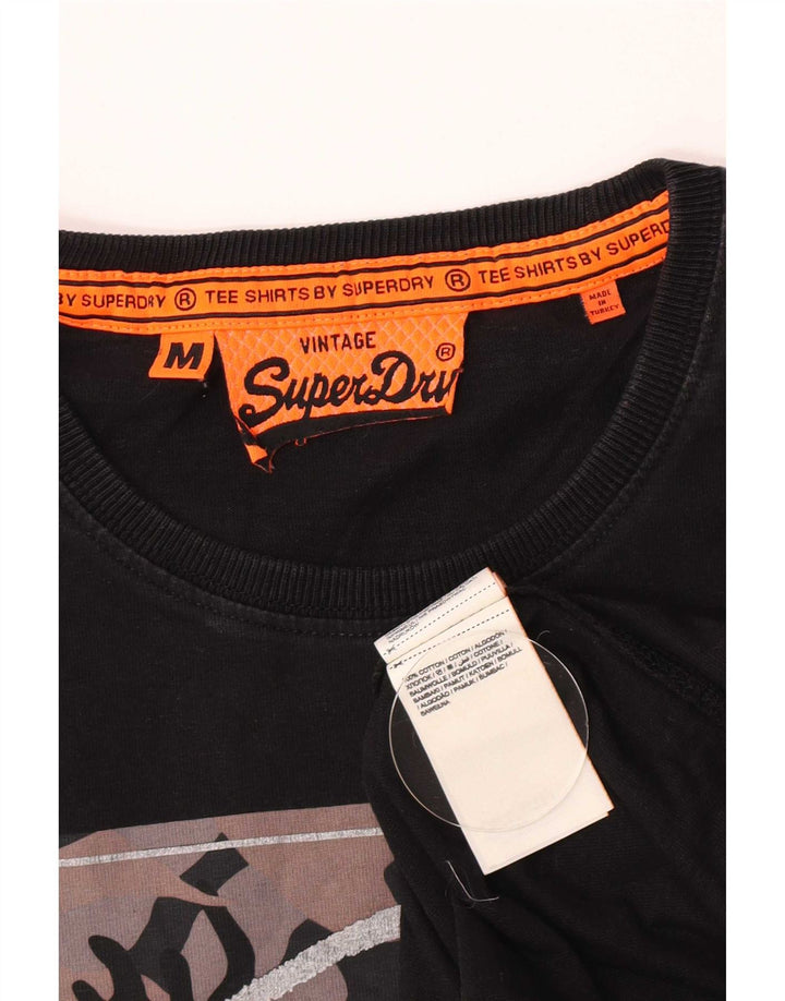 Camiseta gráfica masculina Superdry Top médio algodão preto