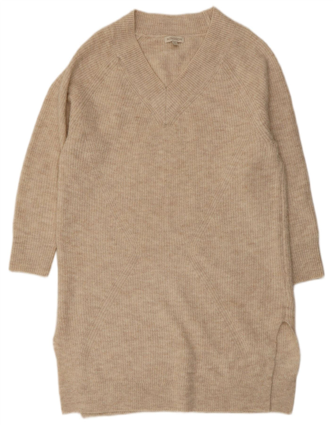 Vestido feminino MONSOON com ajuste solto Reino Unido 14 acrílico bege médio