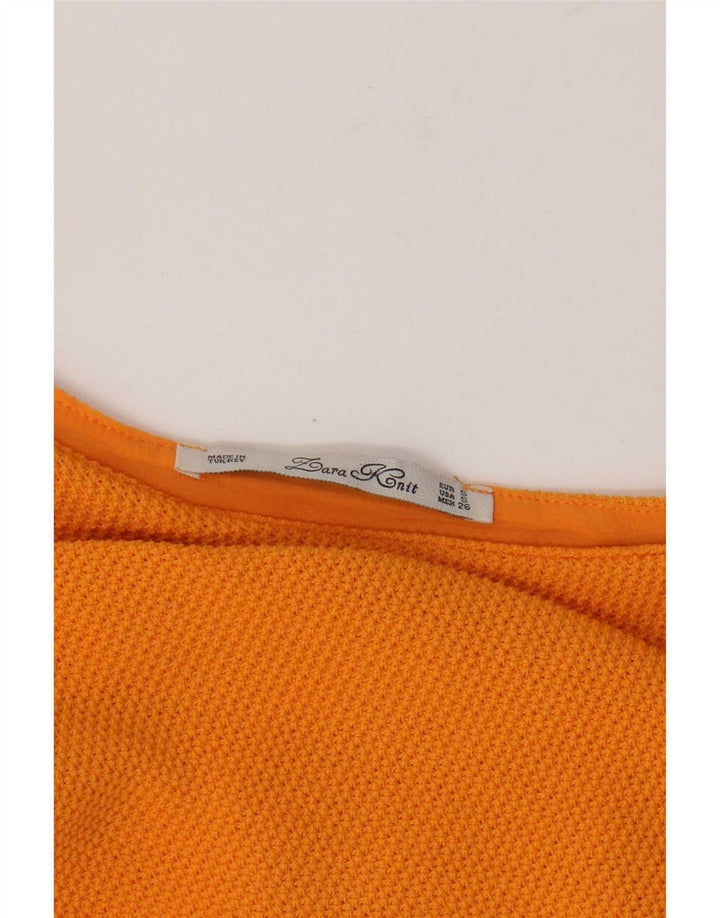 Top feminino Zara manga 3/4 Reino Unido 10 pequeno laranja