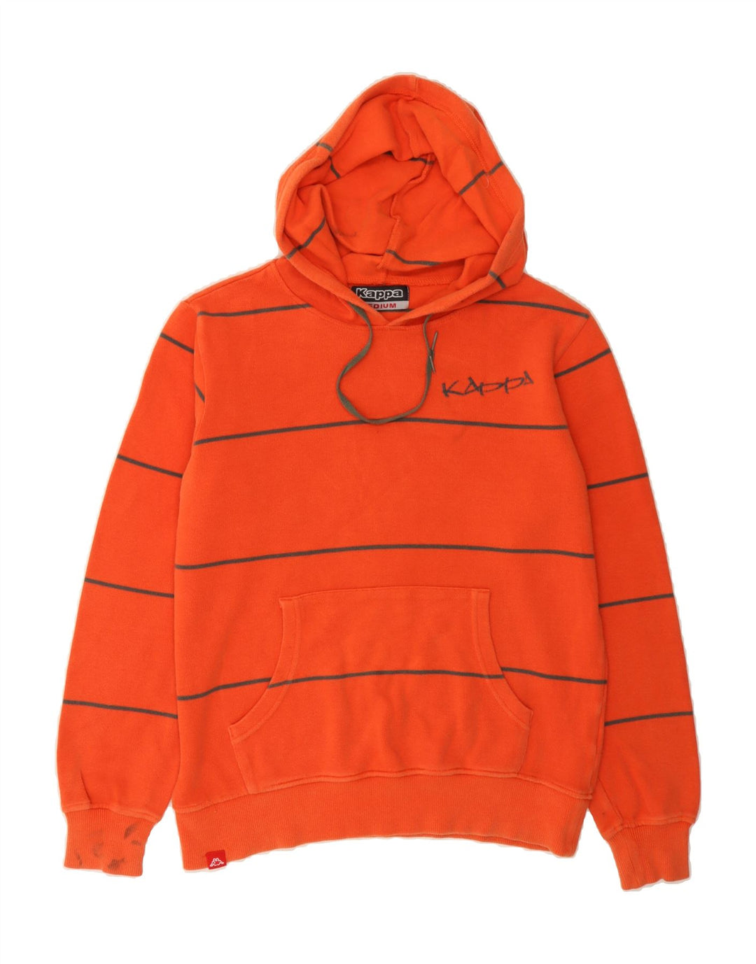 KAPPA Mens Graphic Hoodie Jumper Medium Orange Striped Cotton Vintage Kappa and Second-Hand Kappa from Messina Hembry 