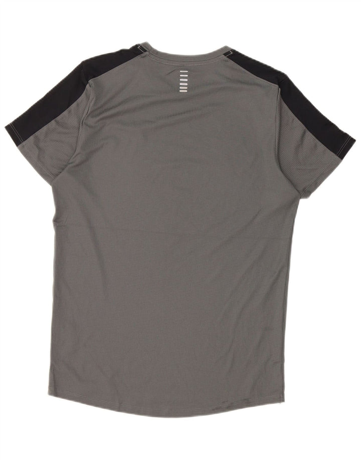 Camiseta masculina Under Armour Heat Gear Top pequeno cinza colorblock poliéster
