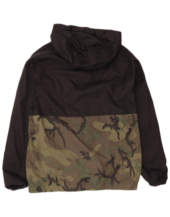 Jaqueta de chuva masculina com capuz Volcom UK 36 pequena camuflagem preta nylon