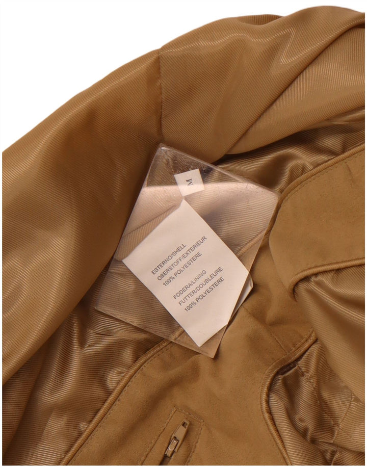 Jaqueta bomber masculina vintage UK 38 poliéster bege médio