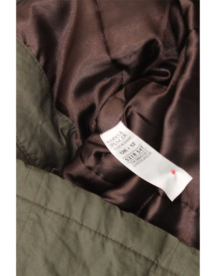 Jaqueta parka feminina com capuz Marks & Spencer Reino Unido 12 algodão cáqui médio