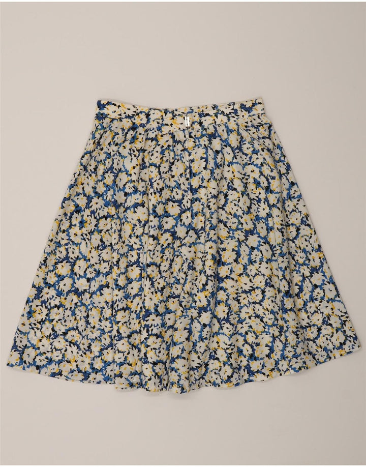Saia feminina vintage evasê W26 pequena floral multicolorida