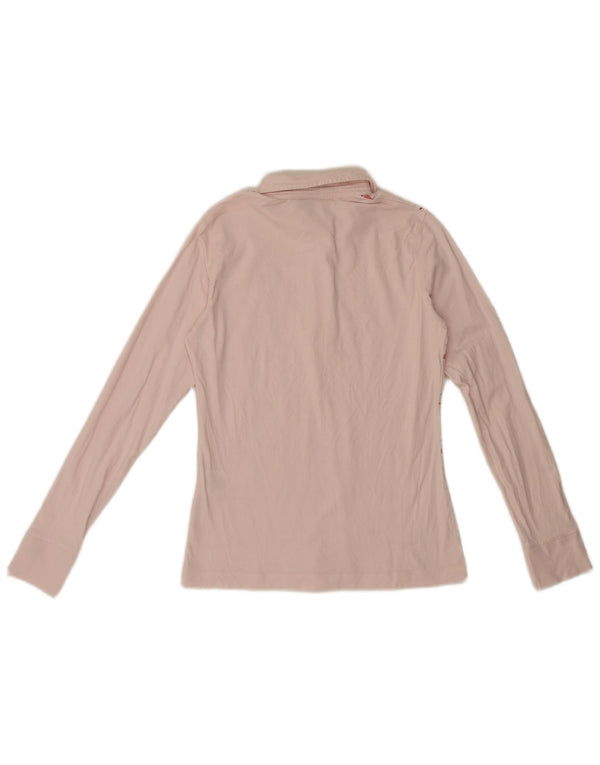 Camisa polo feminina de manga comprida Diadora UK 12 algodão xadrez médio rosa
