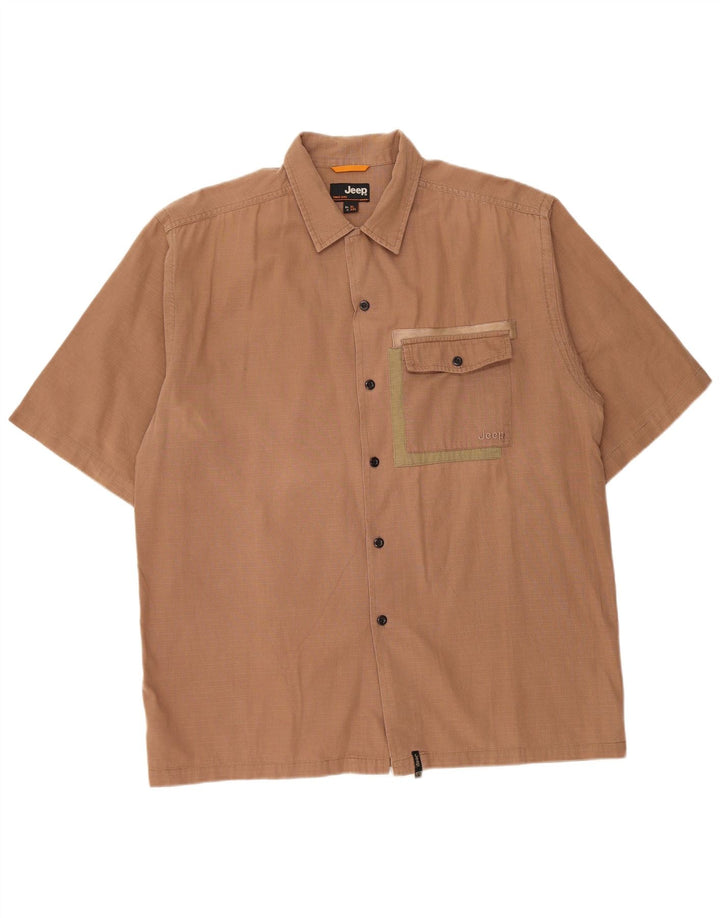 Camisa masculina de manga curta JEEP XL marrom xadrez algodão