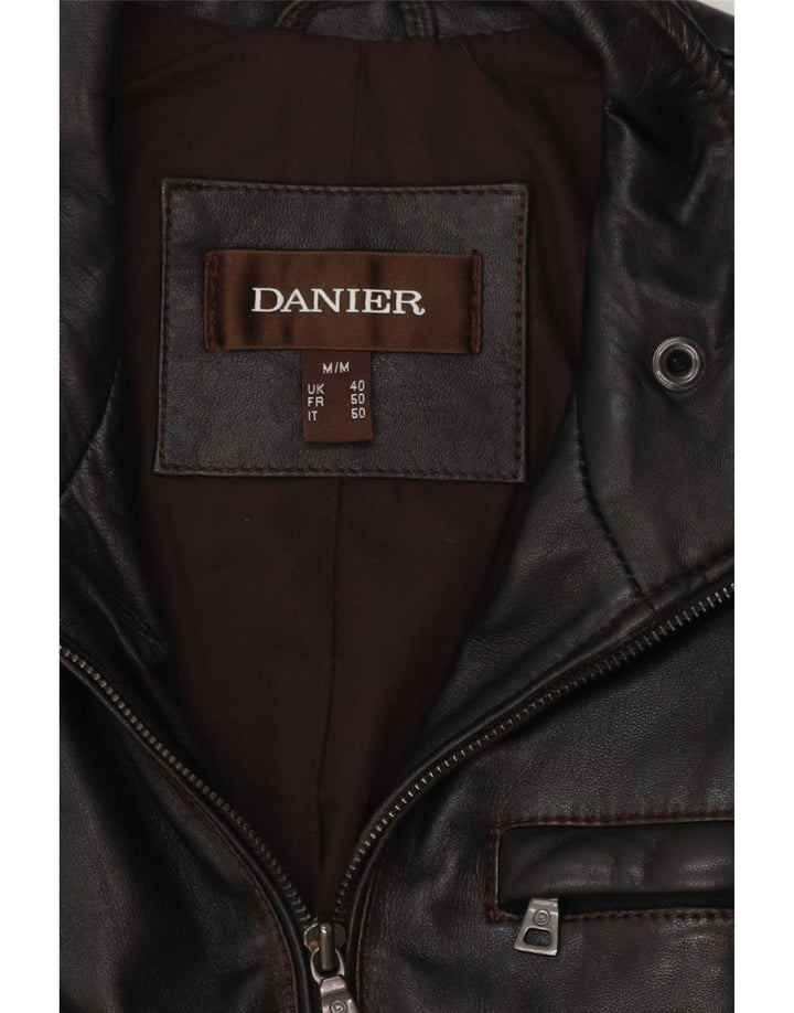 Jaqueta de couro masculina Danier UK 40 grande preta