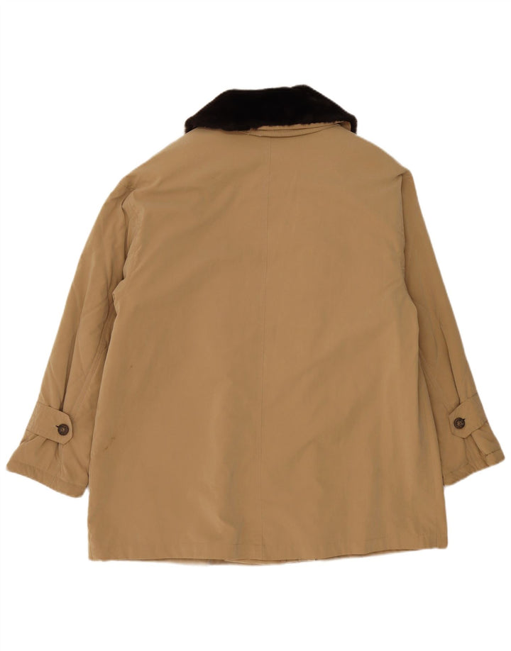 Jaqueta utilitária vintage feminina de grandes dimensões Reino Unido 18 XL poliéster bege