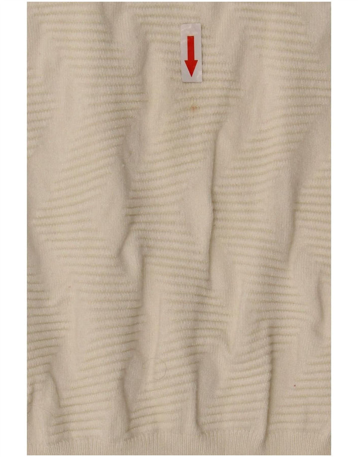 Suéter feminino Marks & Spencer com gola canoa UK 12 médio off white